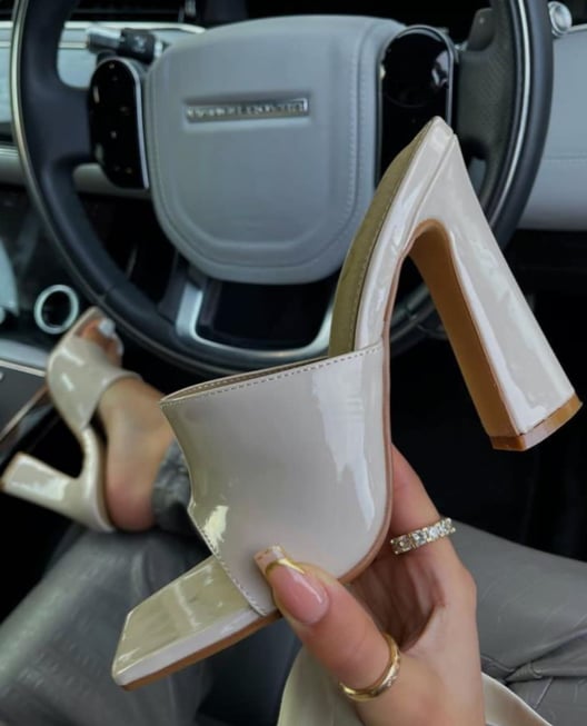 Cream High Heel Slide