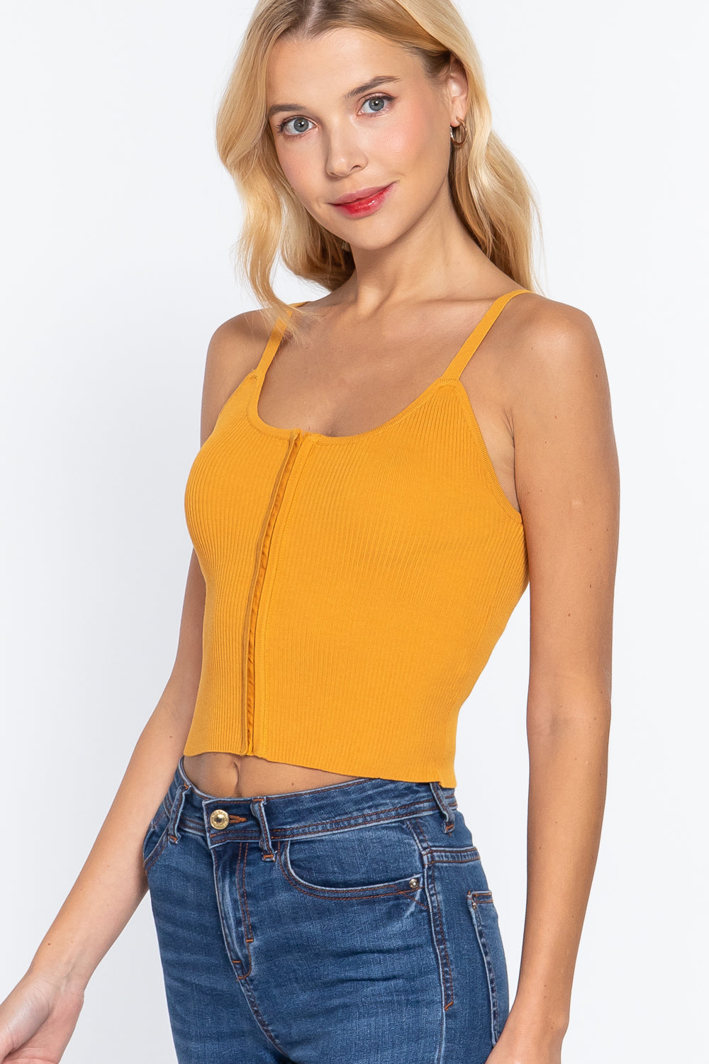 Front Closure With Hooks Sweater Cami Top