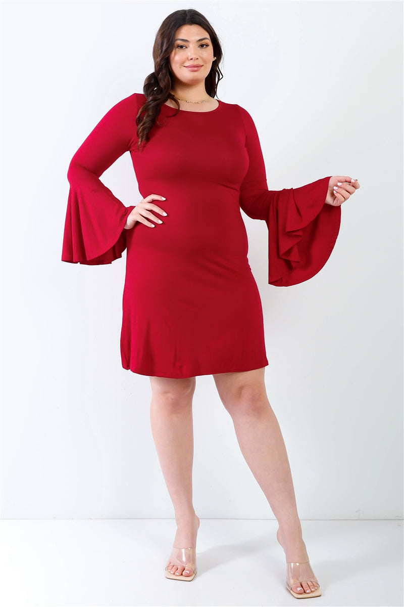 Plus Bell Long Sleeve Mini Dress