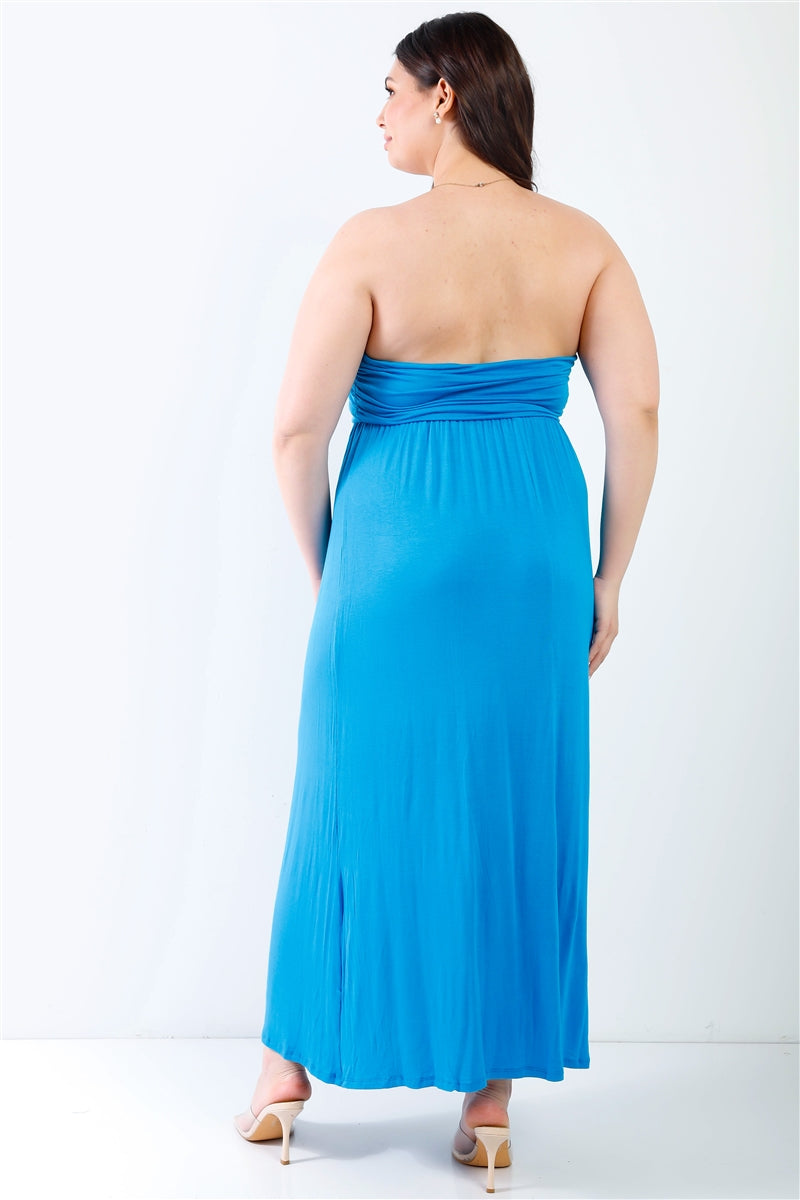 "mermaid" Plus Blue Sleeveless Maxi Dress